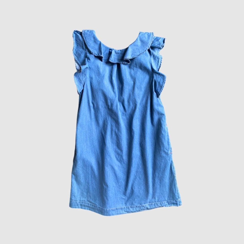Crewcuts Girls’ Sleeveless Ruffle Chambray Dress sz L